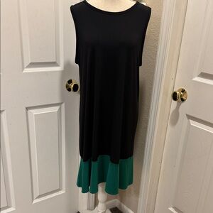 Tiana B. Black and Green Midi Dress